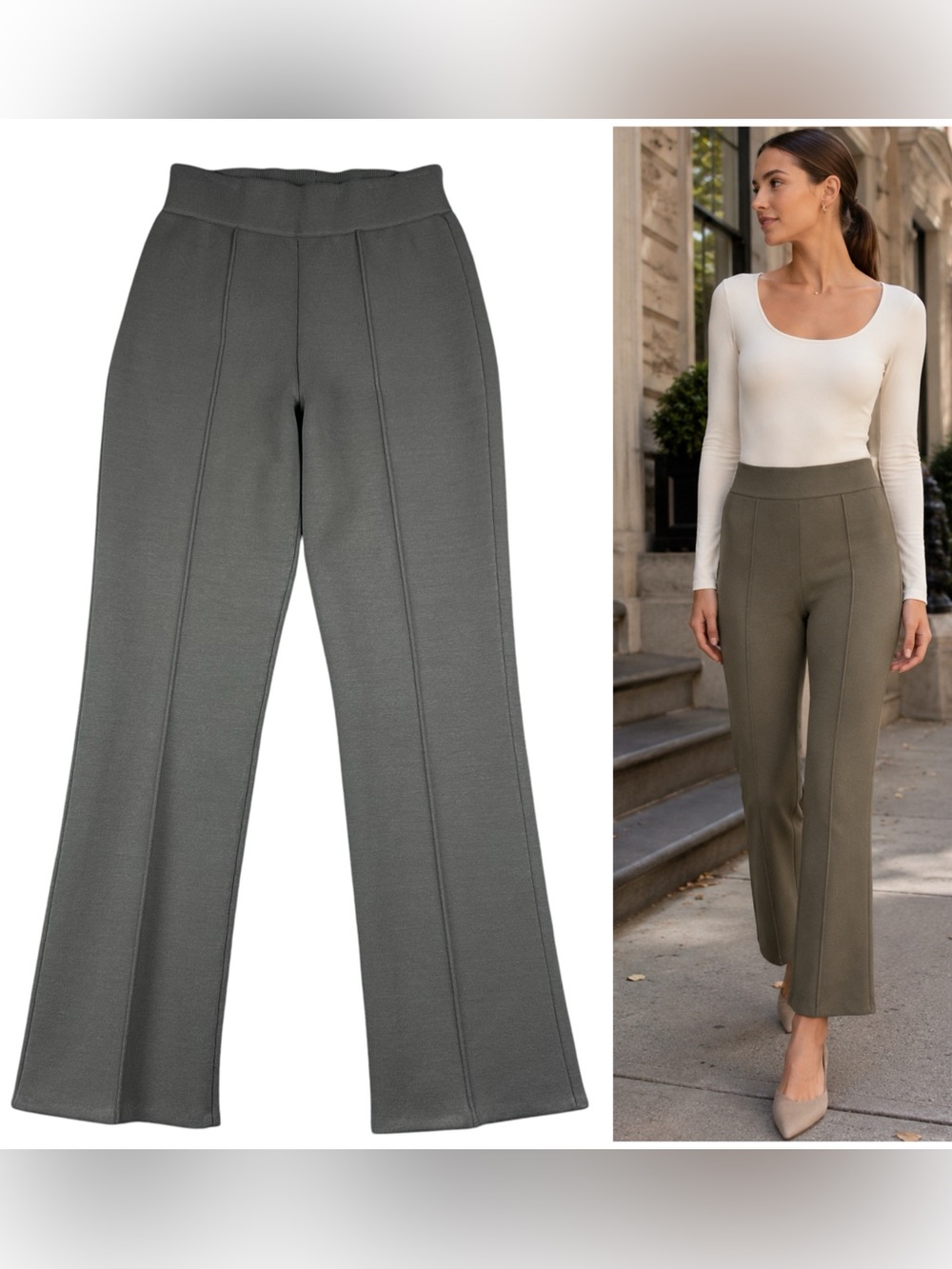 Lafayette 148 Foley Flare Pants S Responsible Matte Crepe Knit Stretch Pull On